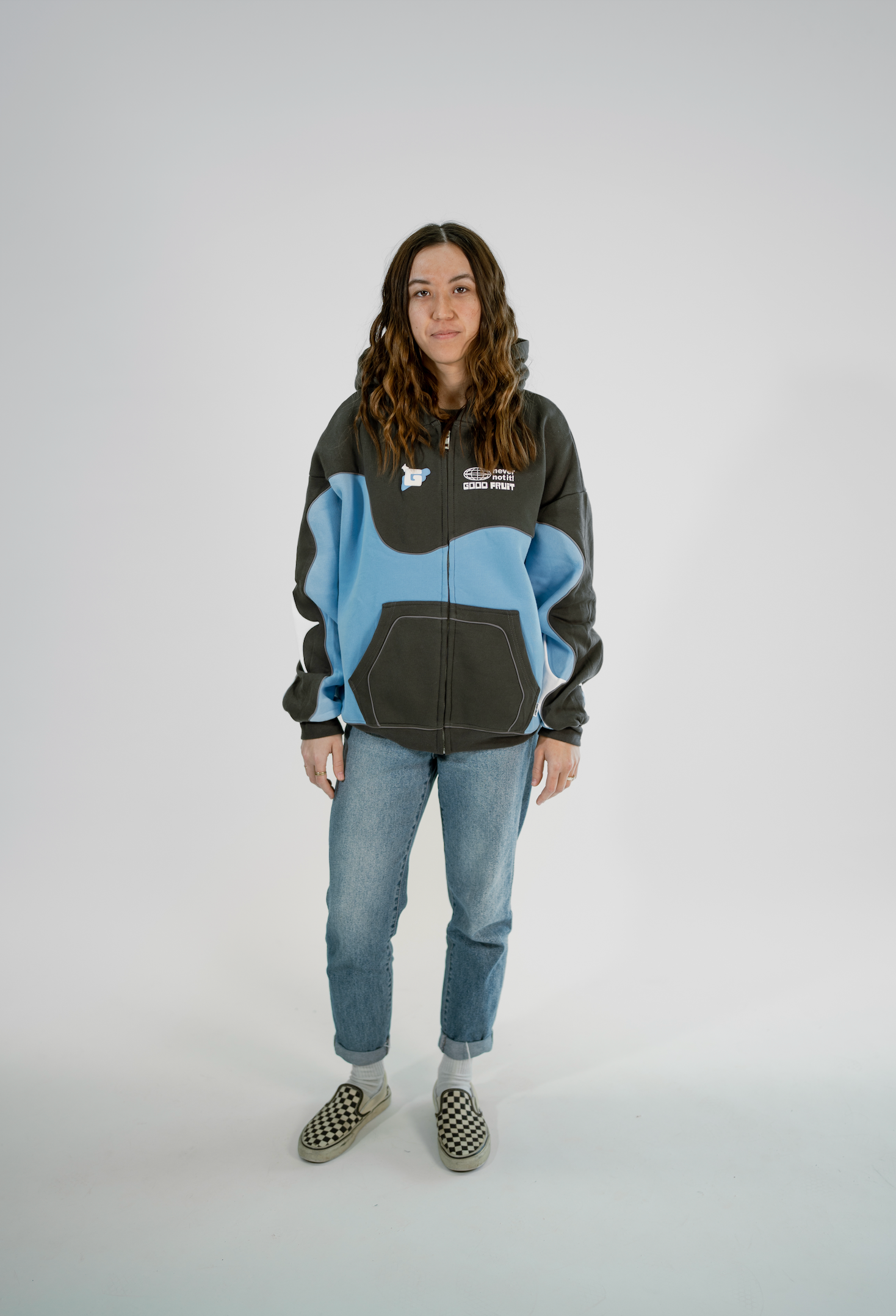 Wave Panel Zip Up Hoodie