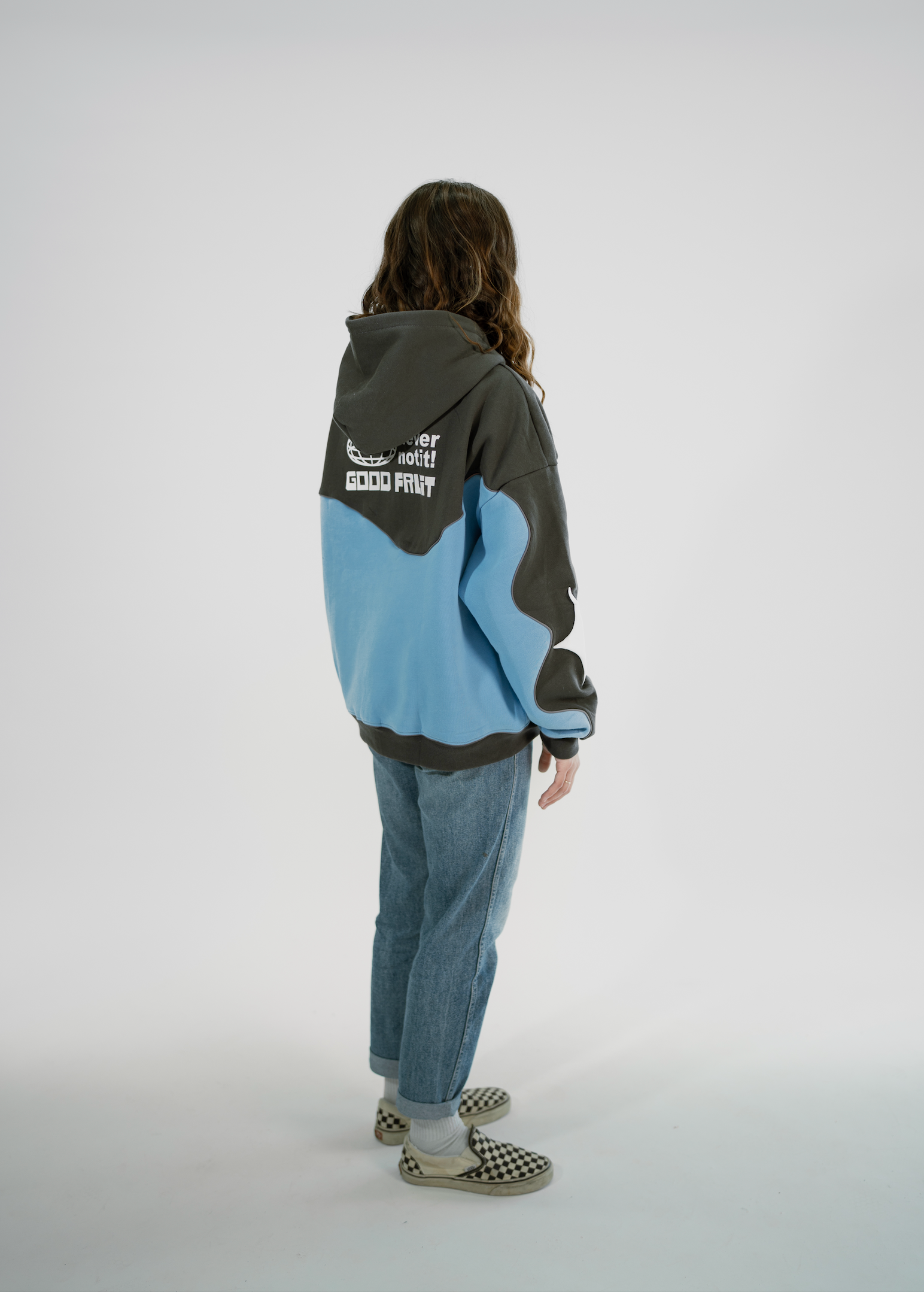 Wave Panel Zip Up Hoodie