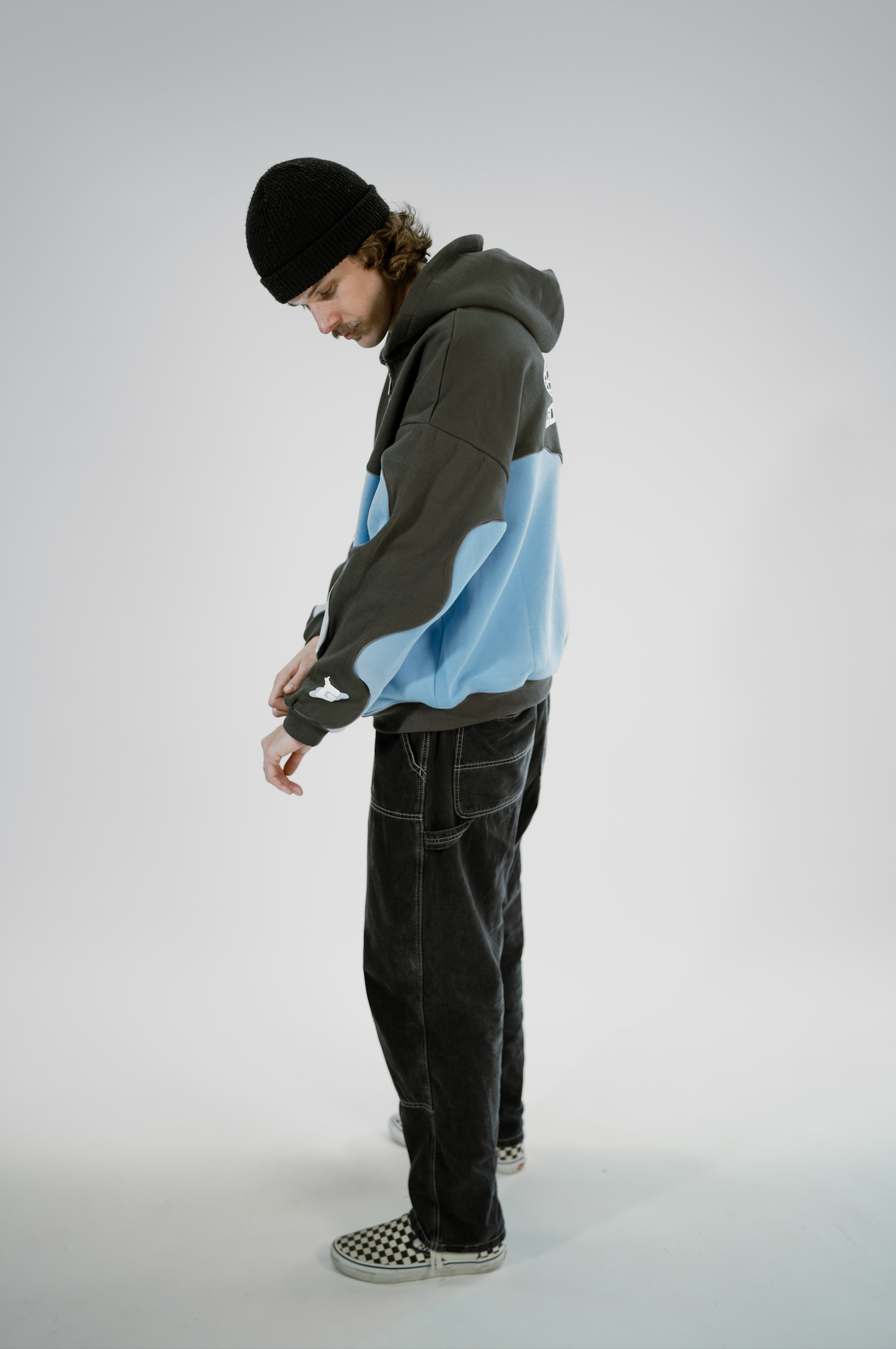 Wave Panel Zip Up Hoodie